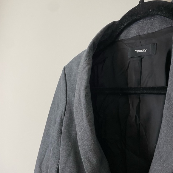 Theory Carissa Blazer Good Wool Charcoal Melange Size 2 XS *Minor Flaw* - Picture 4 of 11
